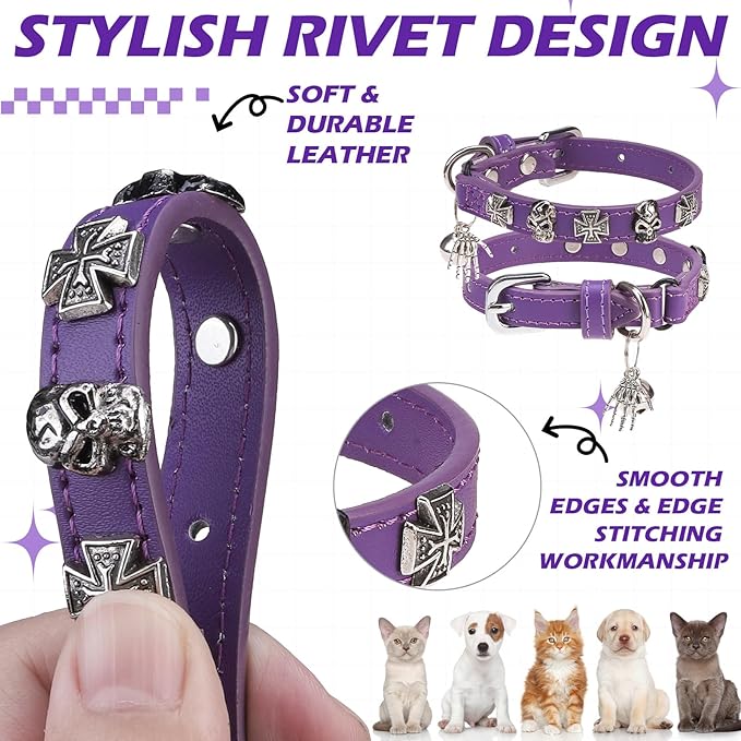 EXPAWLORER Leather Cat Collar for Girl Boy- Adjustable Pet Collar - Image 4