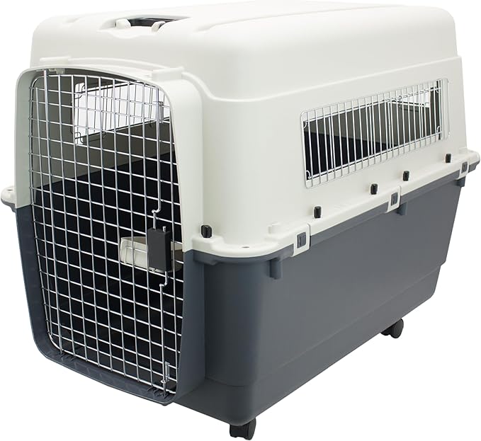 SportPet Designs Plastic Kennels Rolling Plastic Wire Door Travel Dog Crate by SportPetDesigns