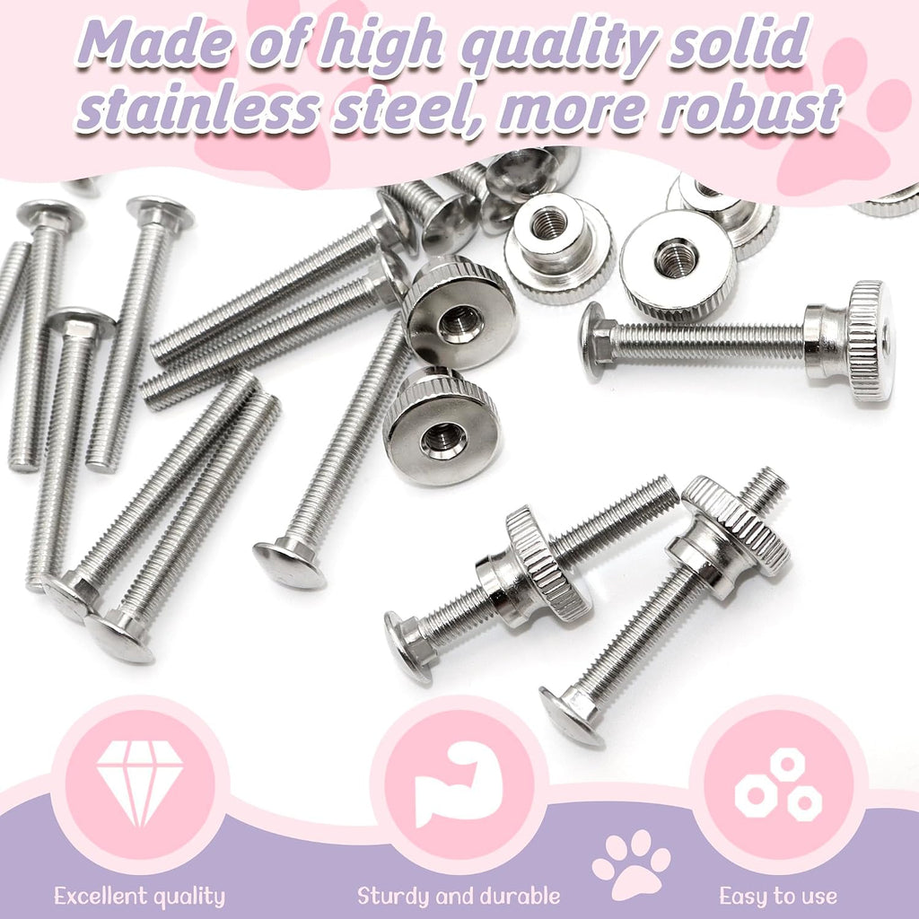 20 Sets Pet Carrier Replacement Fasteners - Heavy Duty Stainless Steel Bolts and Nuts for Kennel - Dog and Cat Replacement Parts, M540-R