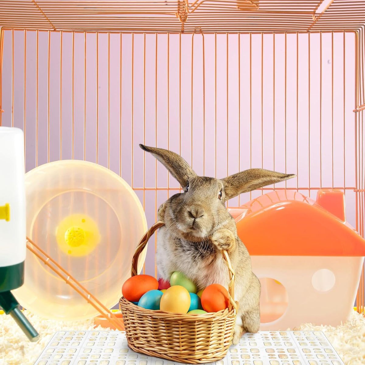BBTO 24 Pieces Plastic Rabbit Cage Mat Durable Rabbit Feet Pad Small Animal Feet Pad Cage Resting Mat with a Convenient Connectors, Bunny Pads for Easy Cleaning for Bunny Rat Guinea Cats(White)