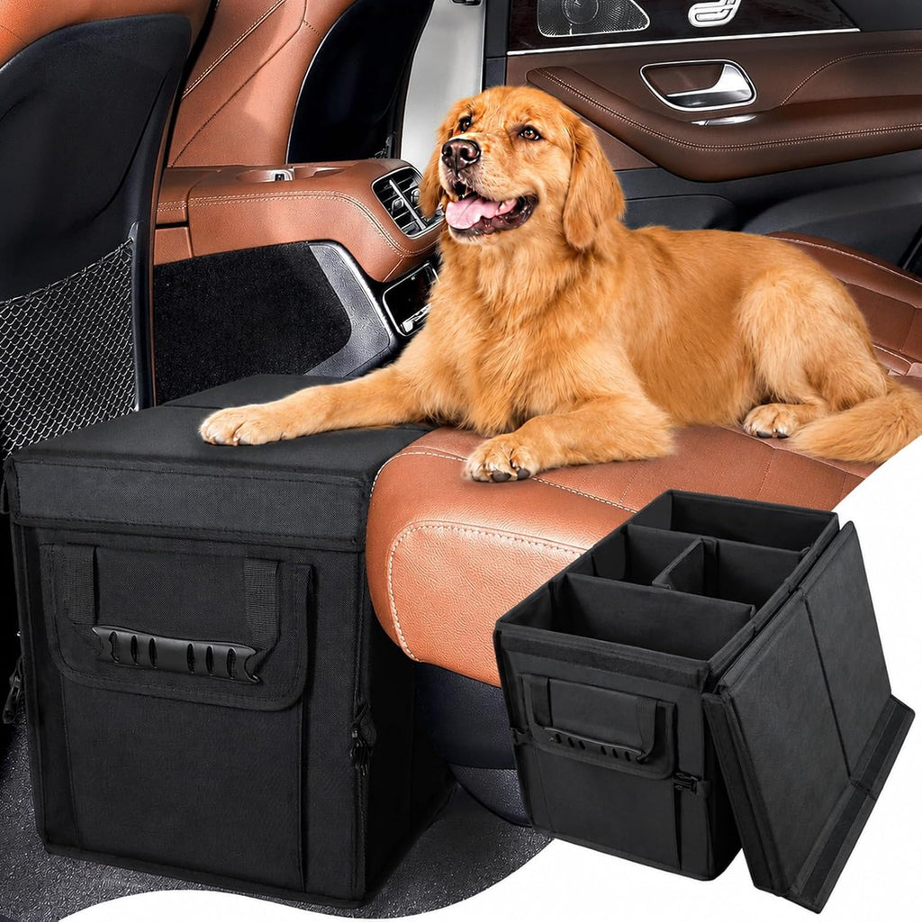 Car Seat Extender for Dogs, Backseat & Frontseat Extender for Large Dog up to 200 LBS, Foldable Seat Gap Filler for Most Cars with Detachable Lid