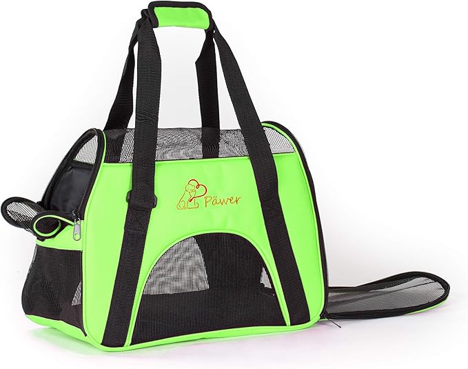 Pawer Soft-Sided Pet Carrier for Cat and Small Dog, Bright Green Color - Image 3