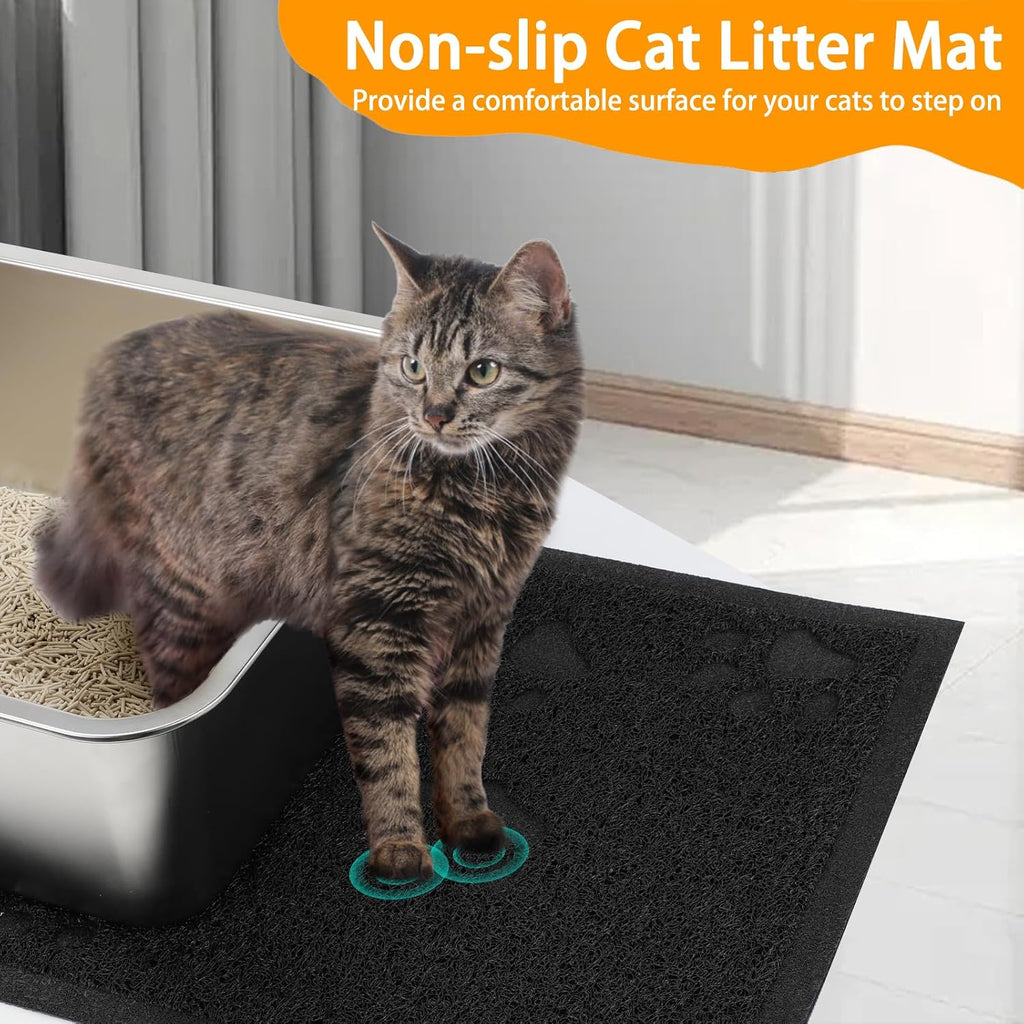 Rypet 2 Set Large Stainless Steel Cat Litter Boxes with Splash Guard Kit