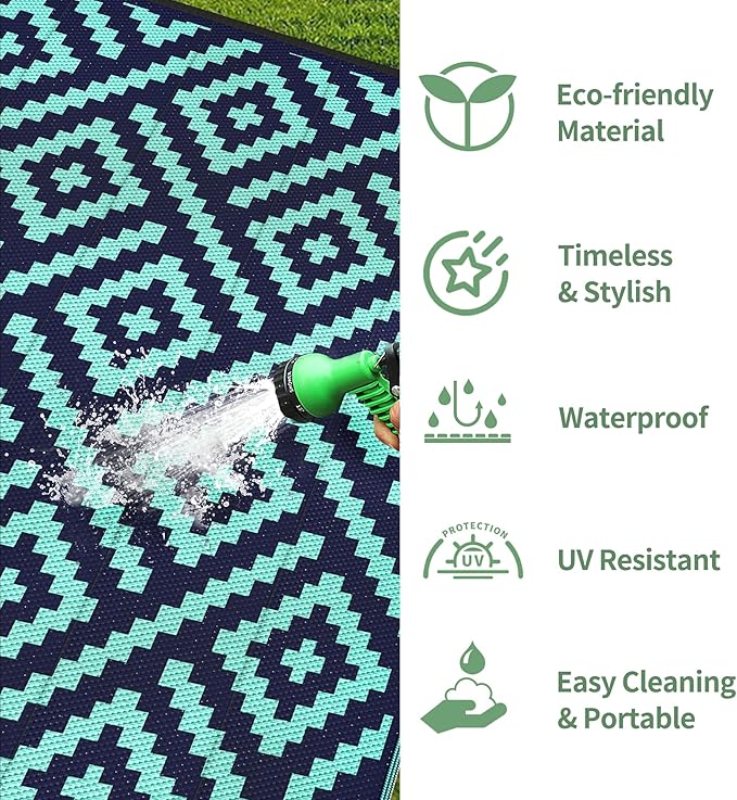 GENIMO Outdoor Rug for Patio Clearance, Reversible Plastic Straw Rugs for RV - Image 6