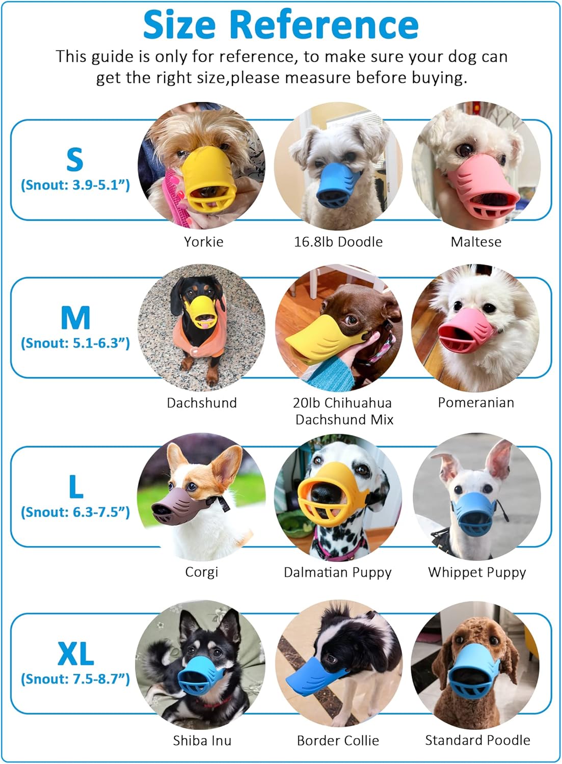LUCKYPAW Soft Duck Silicone Dog Muzzle for Small Medium Dogs Poodle Corgi