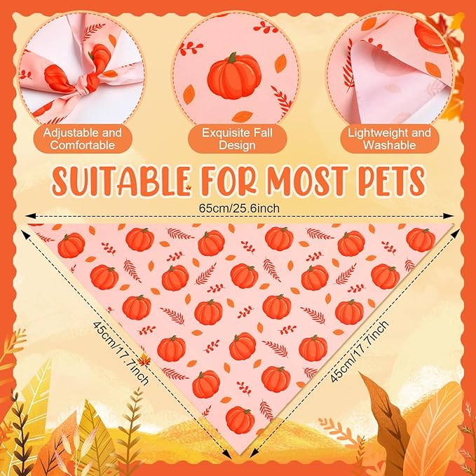 Weewooday 50 Pcs Thanksgiving Fall Dog Bandanas Bulk - Image 3
