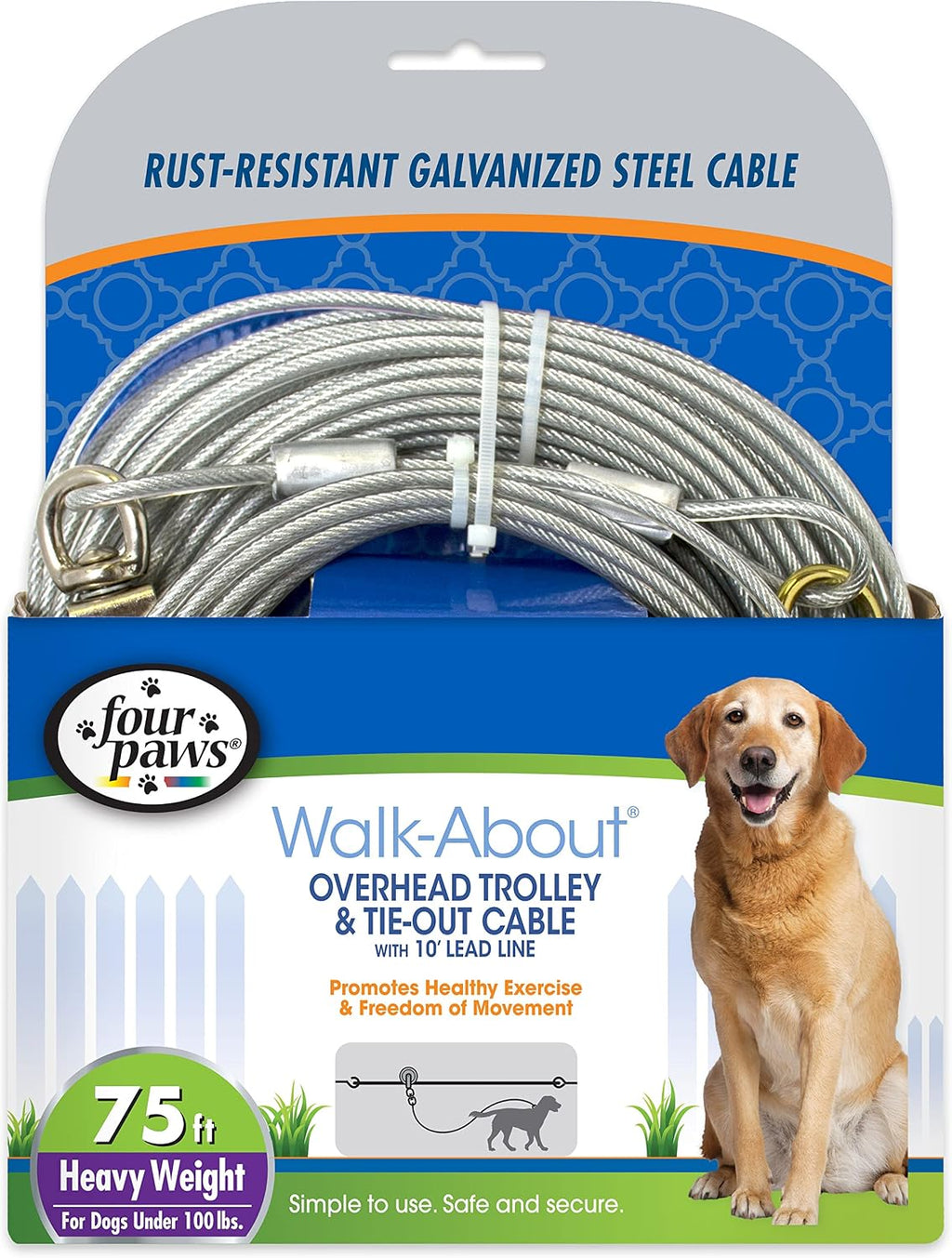 Four Paws Heavy Weight Trolley Exerciser Silver 50 Feet