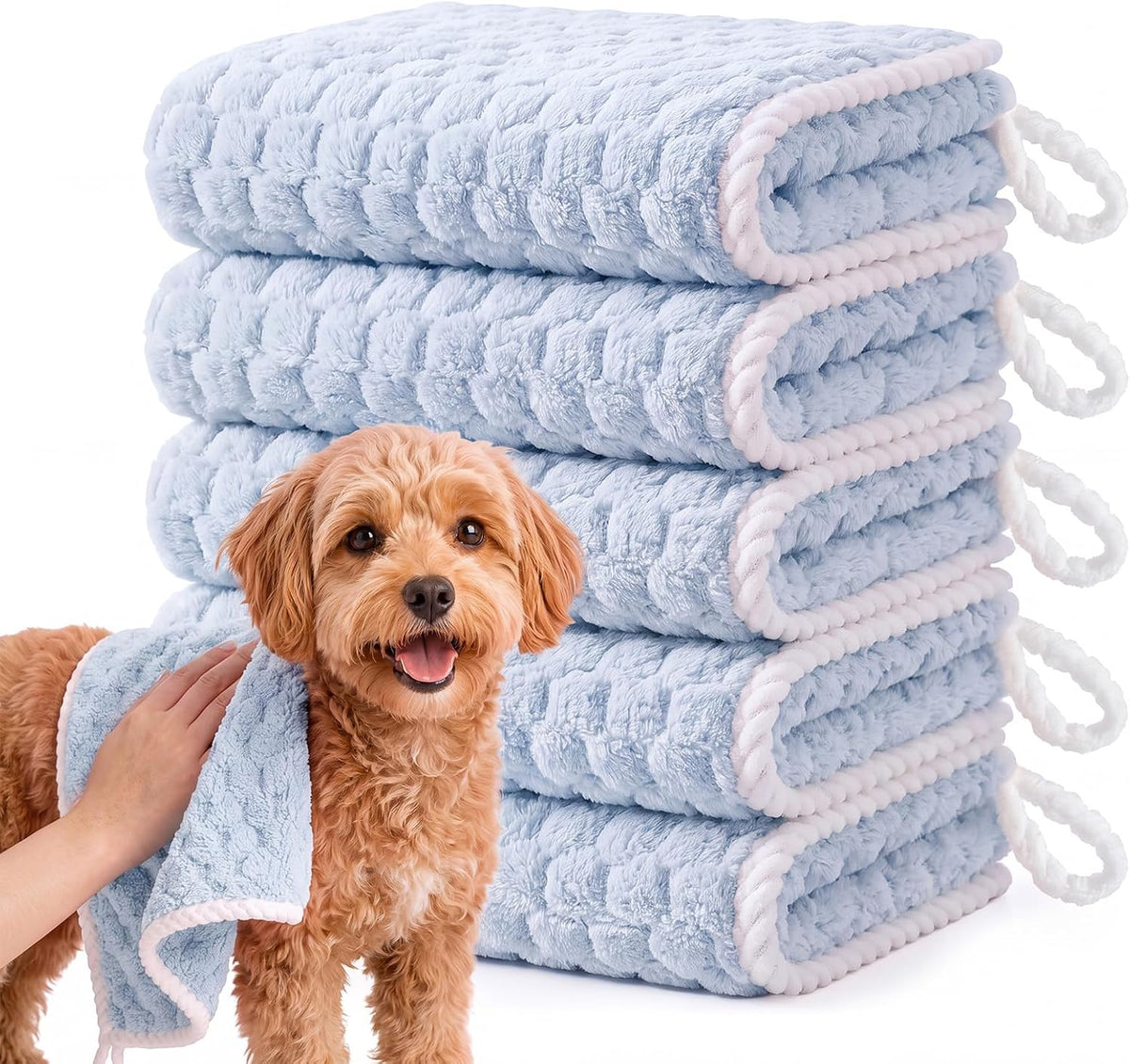 Dog Drying Towel, 5 Pack Microfiber Pet Towels, Quick Dry