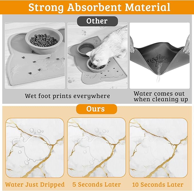 Abstract Marble Dog Food Mat, Quick Dry Dog Placemat Non Slip Rubber Backing - Image 3