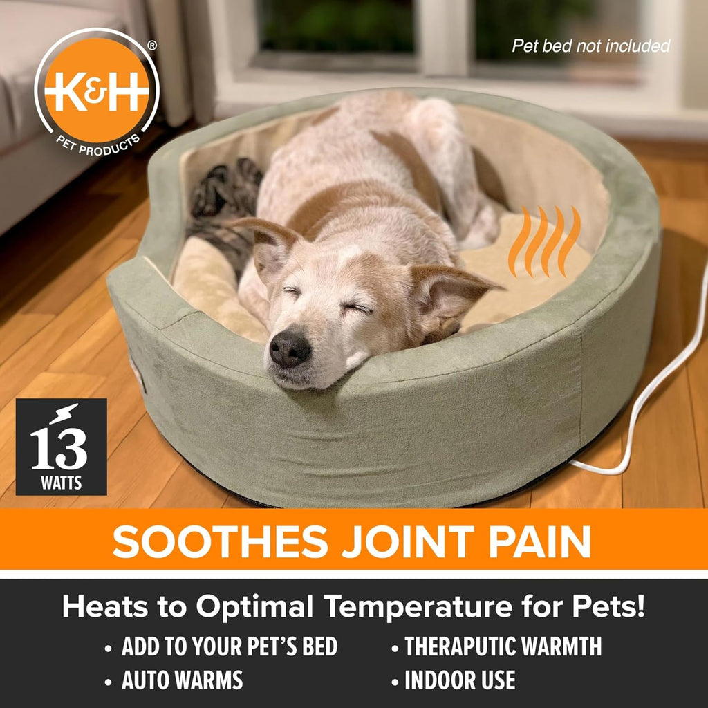 K&H Pet Bed Warmer, Safety Listed, Dog Heating Pad, Large 23.75x11in Tan