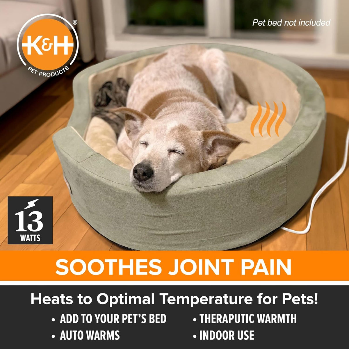 K&H Pet Bed Warmer, Safety Listed, Dog Heating Pad, Large 23.75x11in Tan