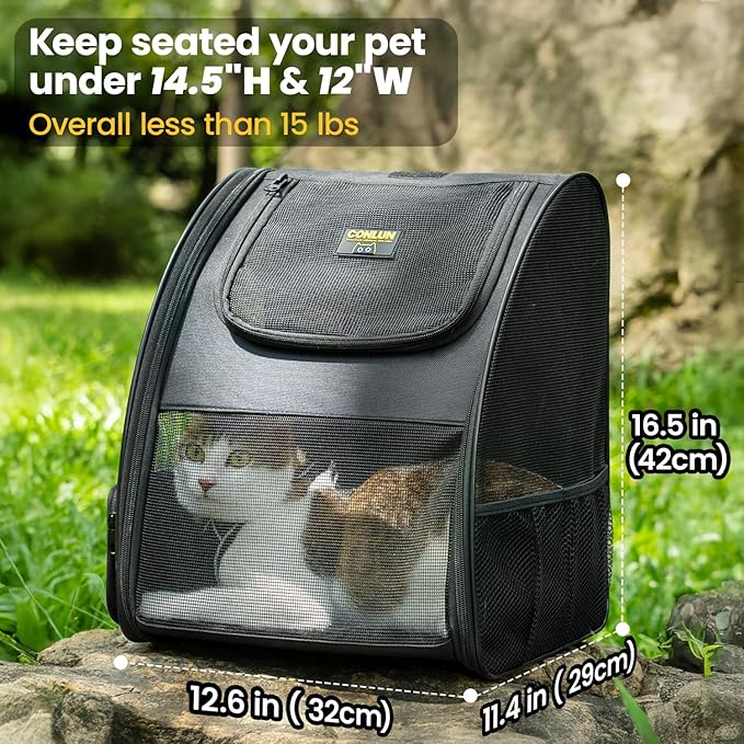 Cat Backpack Carrier for Small Dogs and Cats Fit Up to 15 Lbs, Small Dog - Image 2