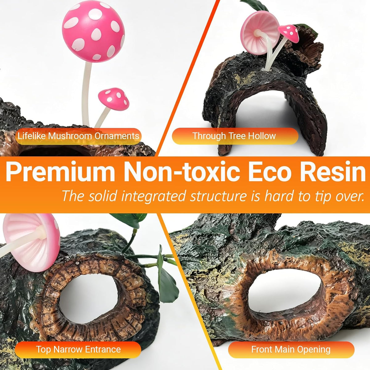 Bearded Dragon Tank Accessories, Natural Forest Tree Stump Reptile Hide