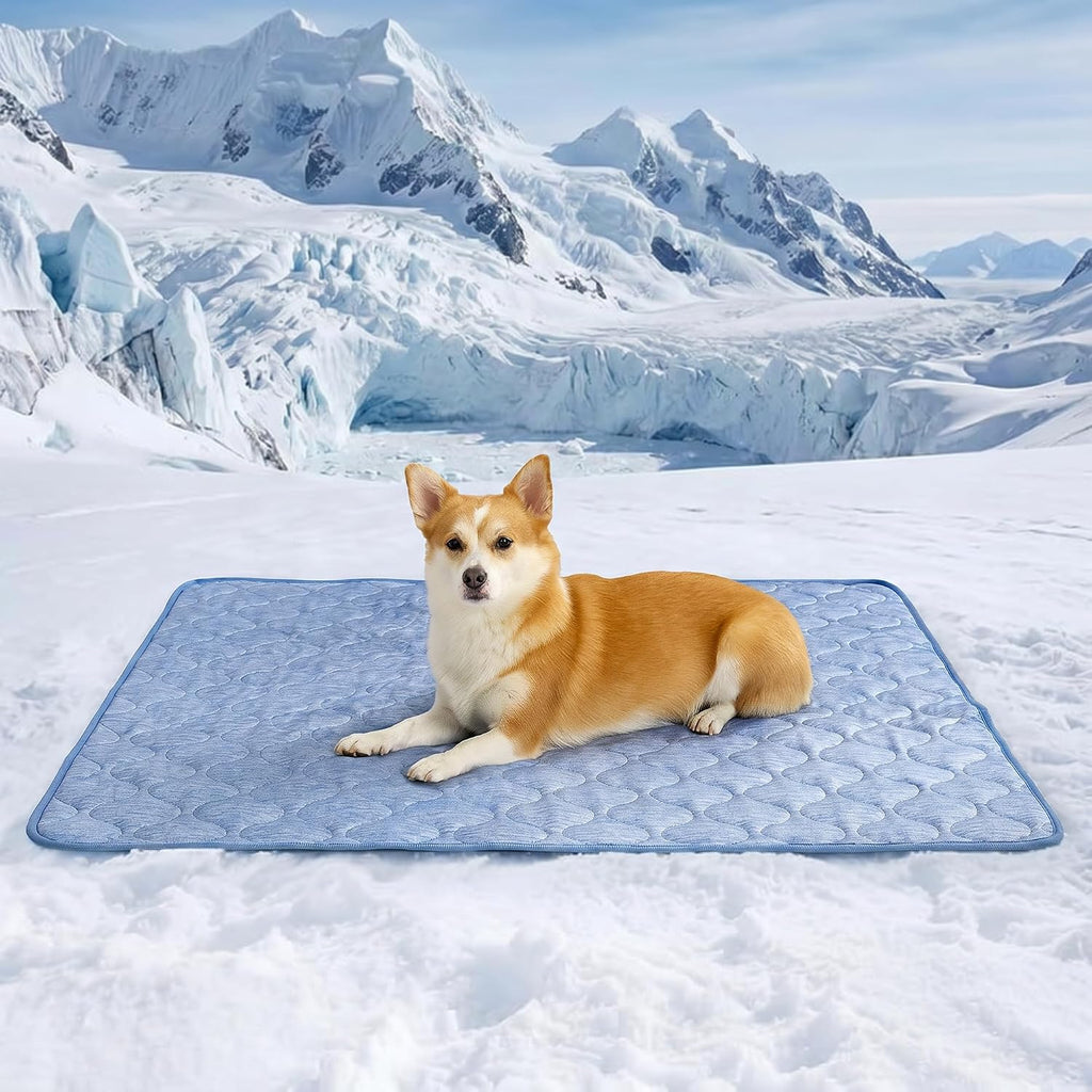 Cozy Bliss Leakproof Cooling Blanket for Large Dogs – Q-Max 0.5, Durable & Washable Dog Cooling Mat for Hot Weather, Soft Pet Throw & Couch Protector for Dogs & Cats, 40x60 Inch, Heather Silver Grey