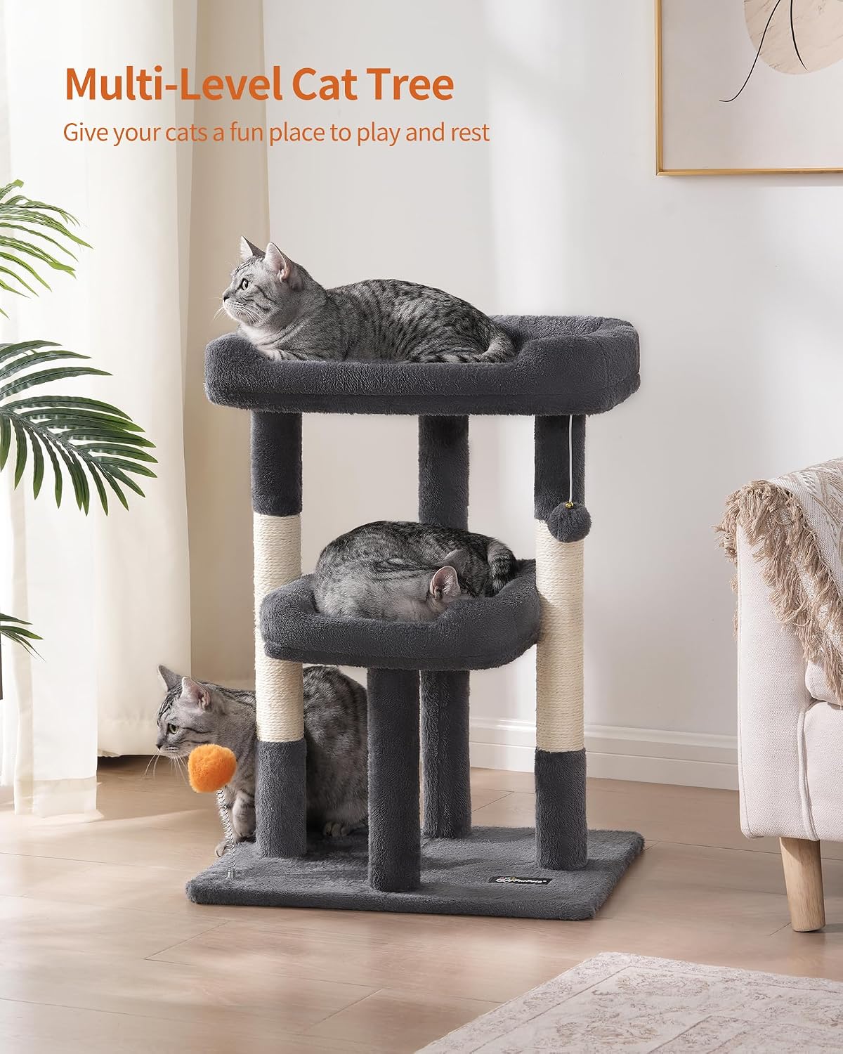 FourFurPets Small Cat Tree, Cat Tower for Indoor Cats, Anti-tip Kit,Kittens
