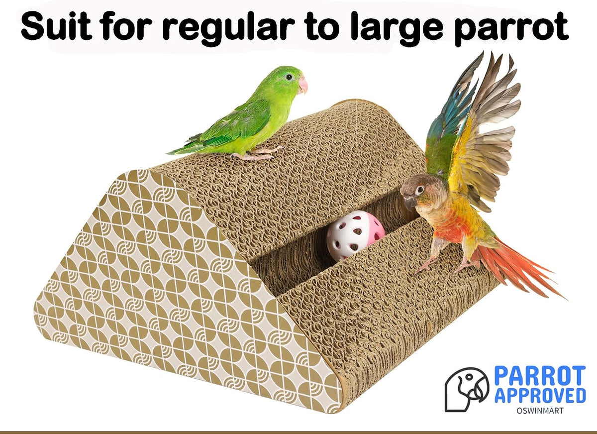 OSWINMART Parrot Cardboard Toy with Jingle Ball