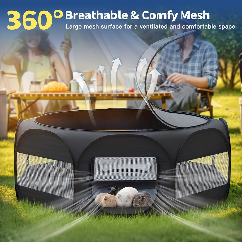 VavoPaw Small Animal Playpen, Chicken Brooder Box with Cover Top, Black