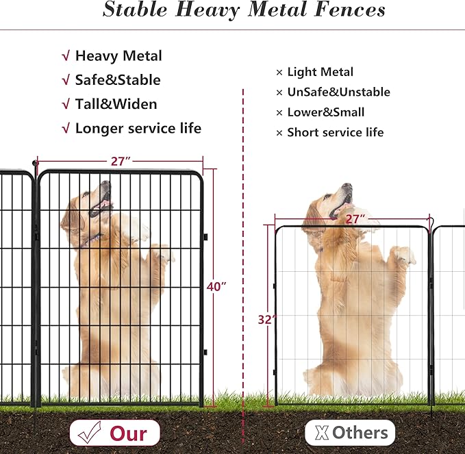 Dog Playpen, 40 inch 8 Panels Dog Fence Outdoor Heavy Duty Dog Pen - Image 7