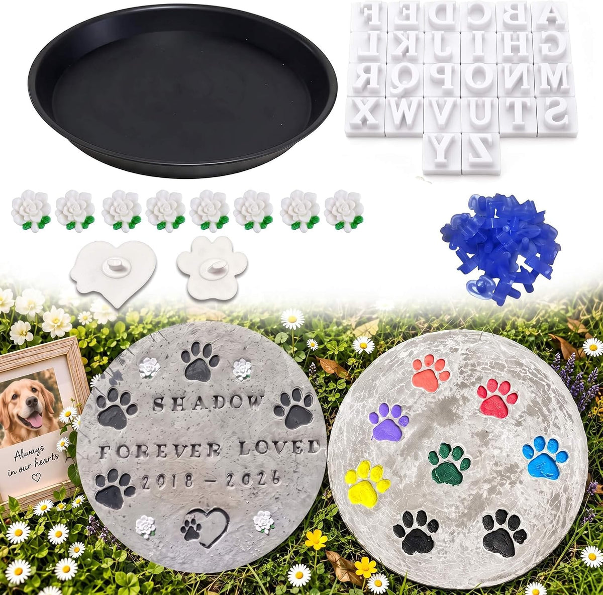 DIY Pet Memorial Stone Mold Dog Memorial Gift for Loss of Dog Sympathy Gift