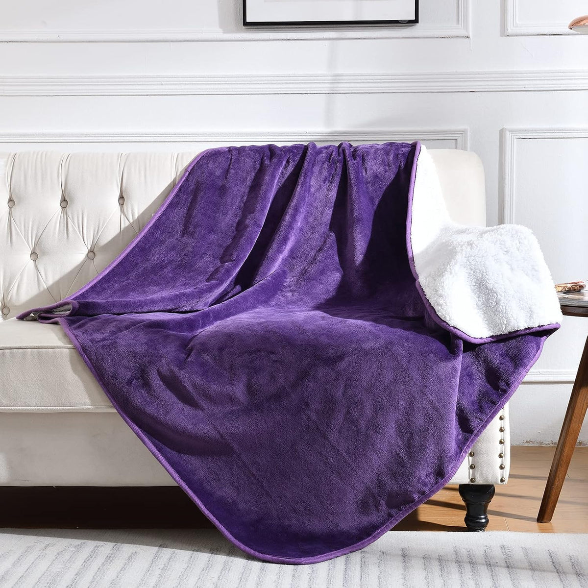 Soft Waterproof Blanket for Bed Couch Sofa, Dark Purple, 50x60inches