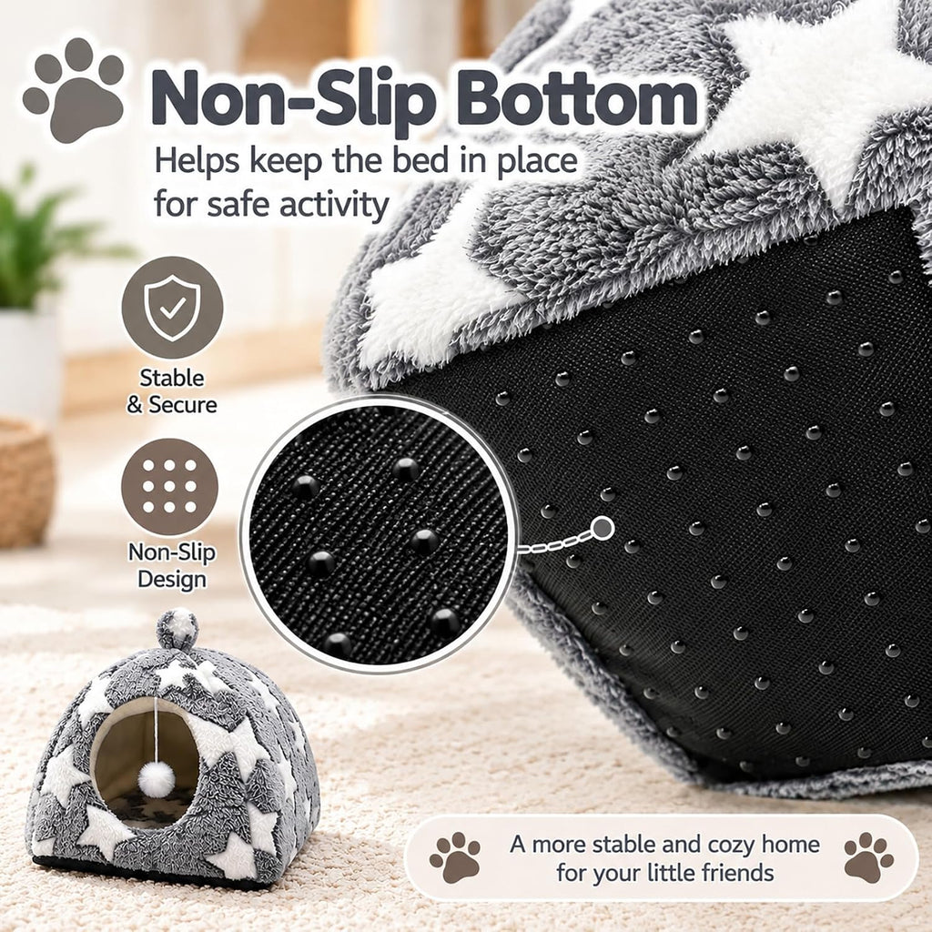 Guinea Pig Bed House Cozy Cave for Hamsters,Hedgehogs Small Rabbits (Grey)