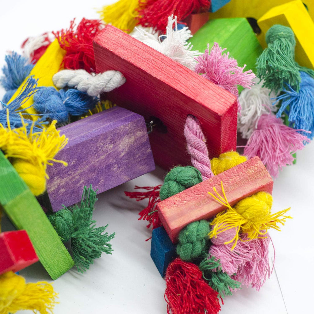19.7" Bird Block Knots Tearing Toy, Natural Wooden Parrot Chewing Toy