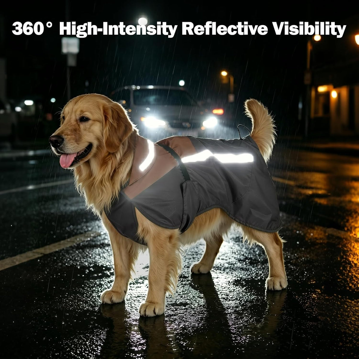 Lightweight Packable Dog Raincoat, Waterproof Windproof Dog Jacket
