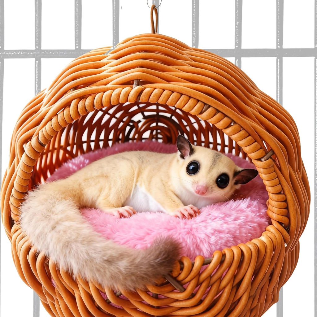 Squirrel Hammock Sugar Glider Nest - Soft Squirrel Bed Nest, Cage Accessories, Accessories for Sugar Glider Cage, Small Animal Hanging Habitat Hammock