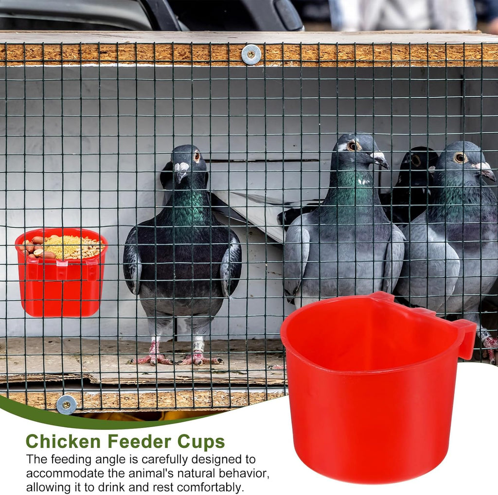 M METERXITY 10-Pack Bird Cage Cups 7 oz Plastic Chicken Feeder, Red