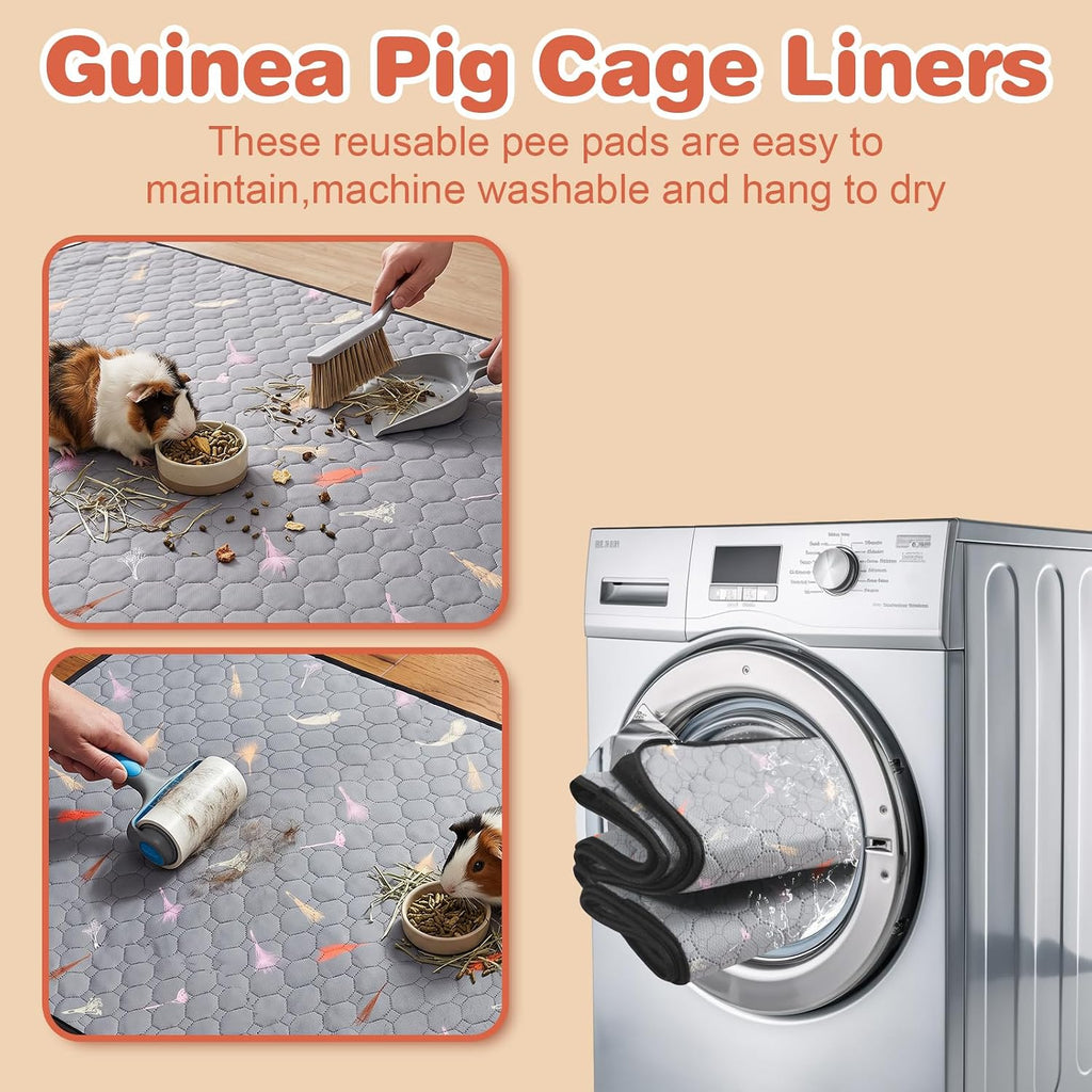 2Pcs Guinea Pig Cage Liners,Guinea Pig Fleece Cage Liners24''X48'' Super Absorbent Washable Pee Pads Reusable for Rabbit Hamster Chinchilla