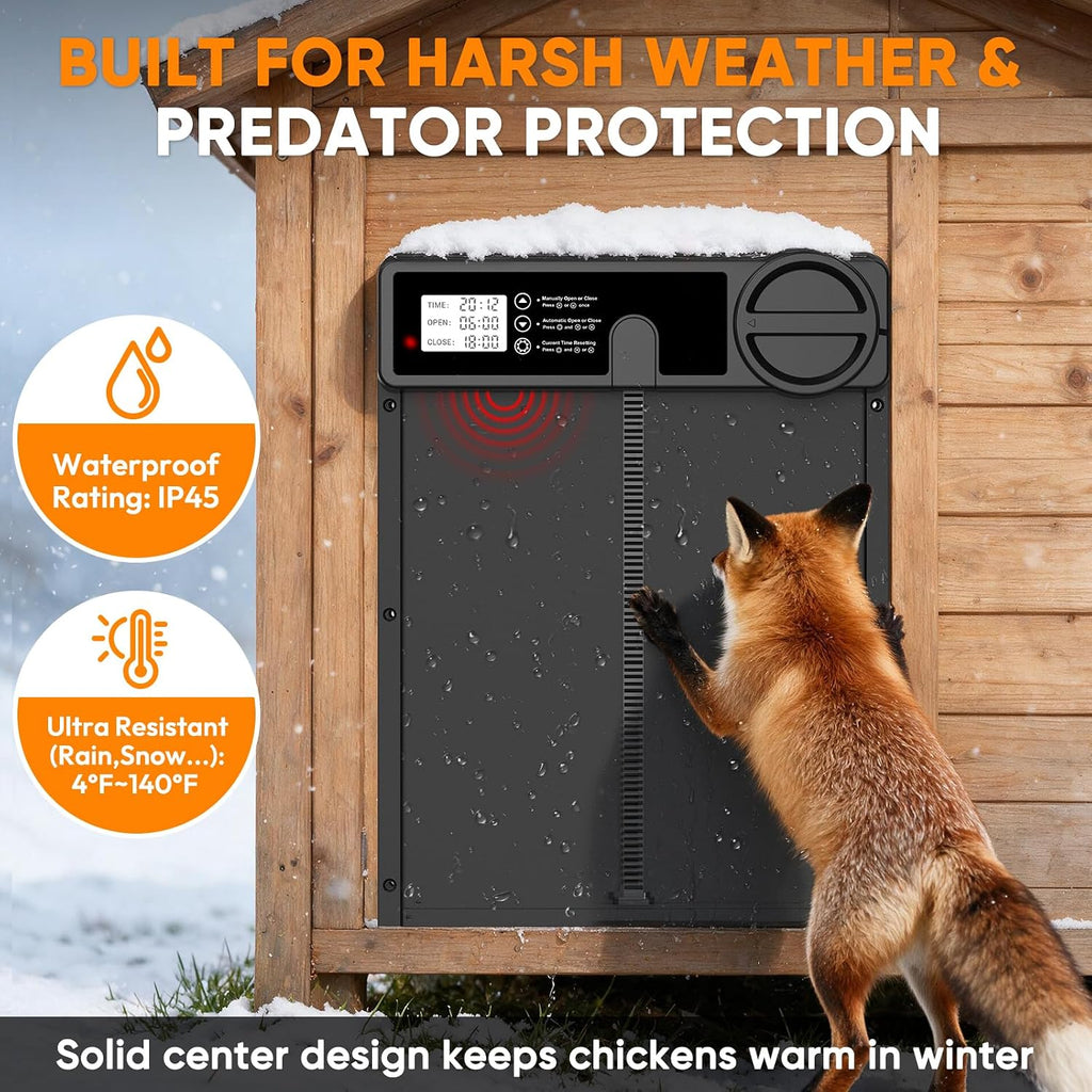Large Size Automatic Chicken Coop Door Solar Powered - Timer/Manual