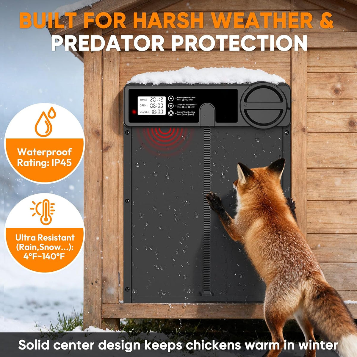Large Size Automatic Chicken Coop Door Solar Powered - Timer/Manual