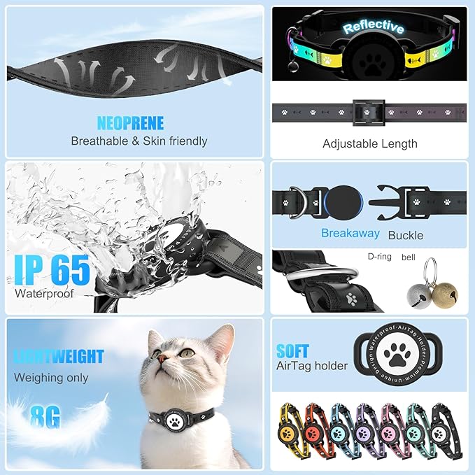 Airtag Cat Collar Breakaway, Reflective Cat Collar - Image 2