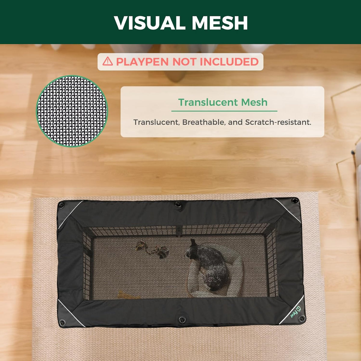 FXW Mesh Top Cover for 24" H 6-Panel Dog Playpen, Rectangle