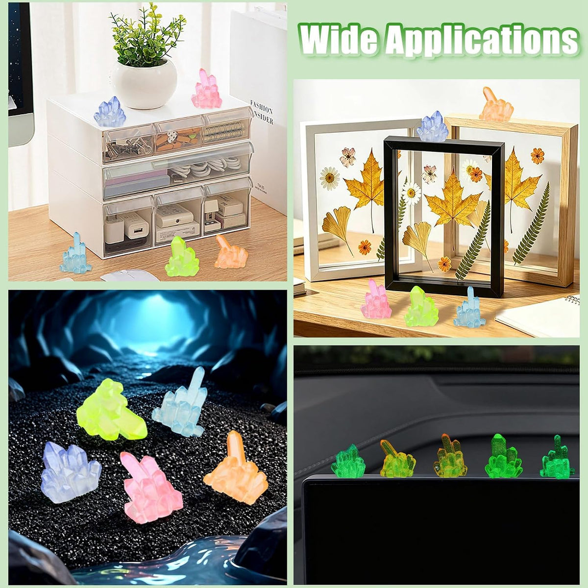 Ipotkitt 40pcs Resin Glow Crystal Betta Stones for Fish Tank Decor