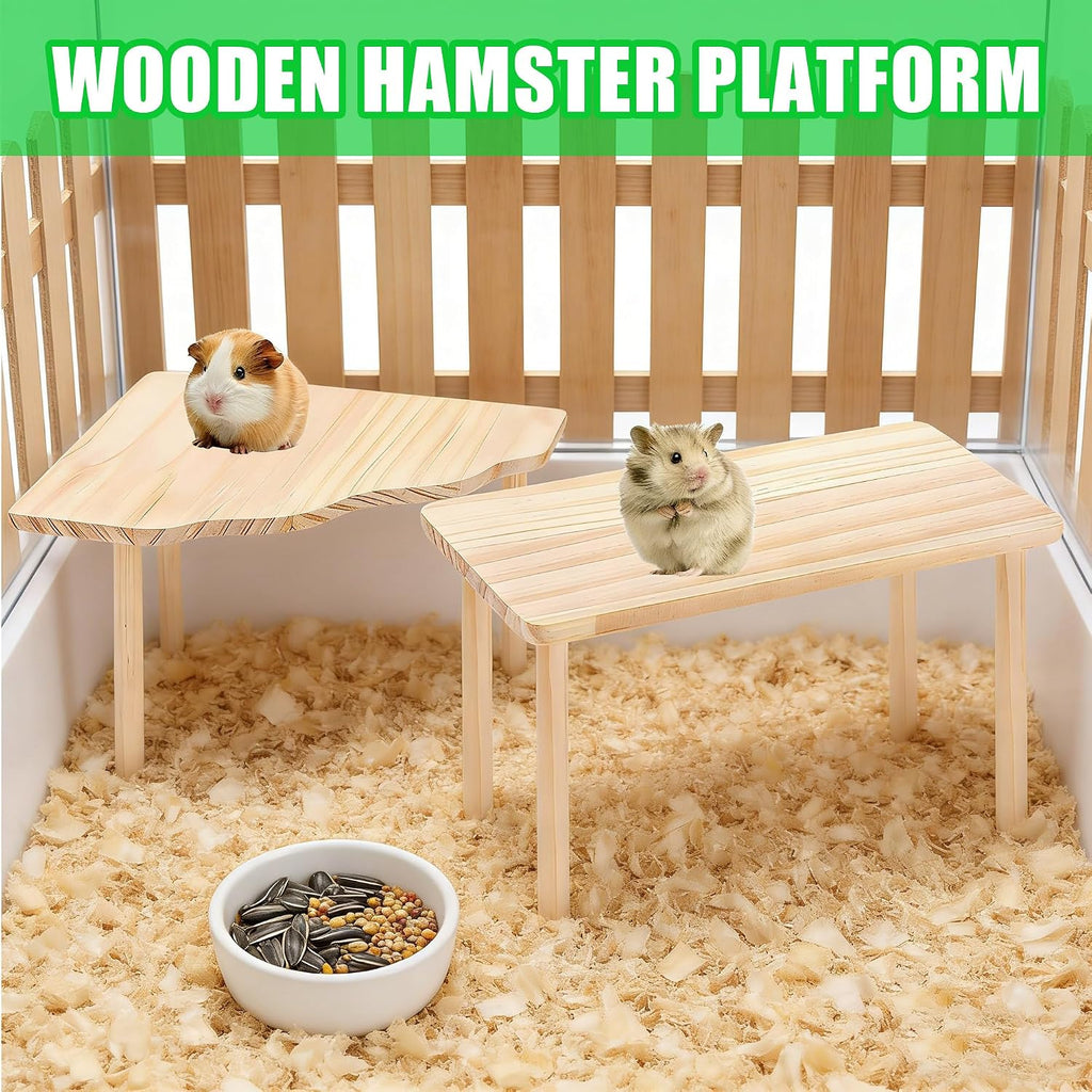 2 Shapes Hamster Platforms Wooden Dwarf Hamster Cage Platform for Hideout