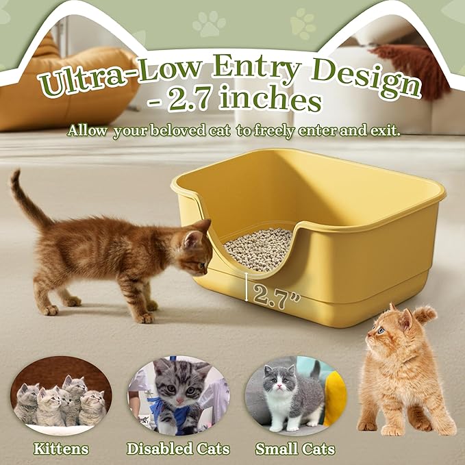 Low Entry Small Litter Box for Kittens, Kitty Plastic Litter Boxes, Open Top - Image 2