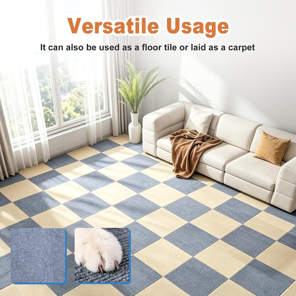 Self-Adhesive Cat Scratching Mat, Trimmable Cat Scratcher Carpet Furniture Protector Pads for Sofa, Door, Cat Climbing Wall Scratch Mat, Couch Guards Pad from Cats Claws, 6PCS 11.8*11.8" (Light Grey)