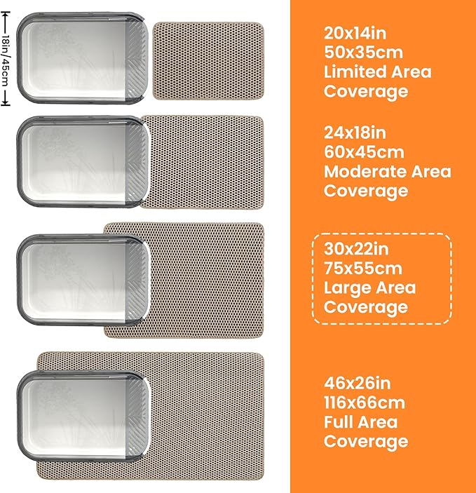 Extra Large Cat Litter Mat, 30x22 Inches Honeycomb Double Layer Cat Litter - Image 9