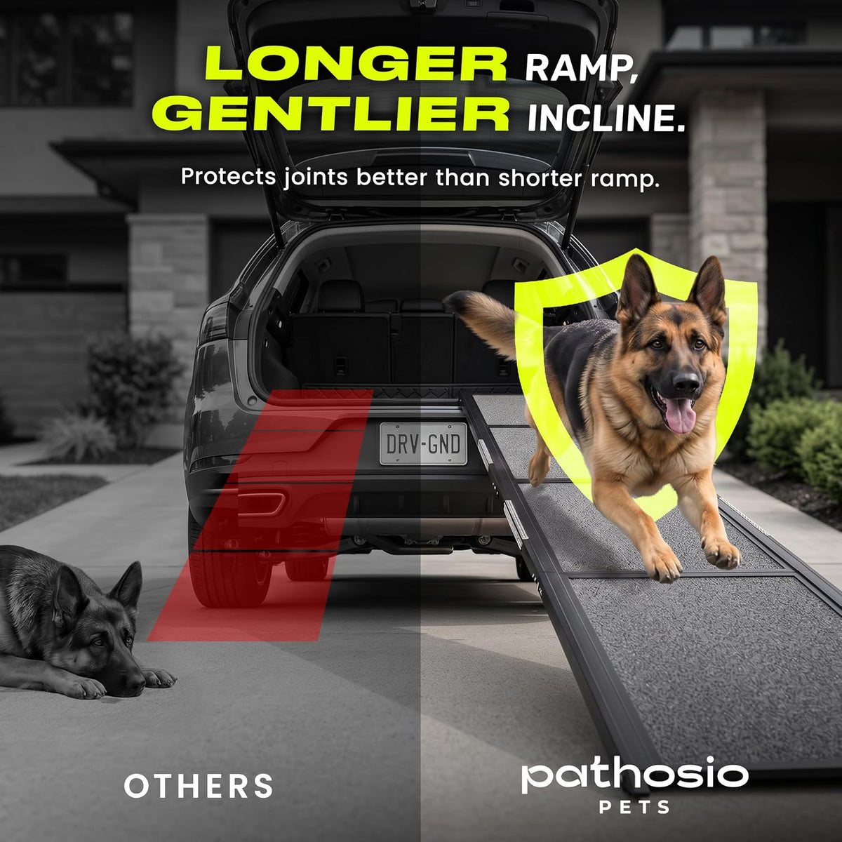 Dog Ramp for Car - 71" L x 17" W Portable Dog Ramp for Car