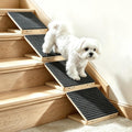 4-Pack Small Dog Ramp for Stairs, Adjustable Gentle Low-Angle Wooden Pet Stair Wedges, Non-Slip Carpet Surface, No Assembly Portable Sturdy Pet Steps for Small Dogs, Senior, Injured, Short-Legged