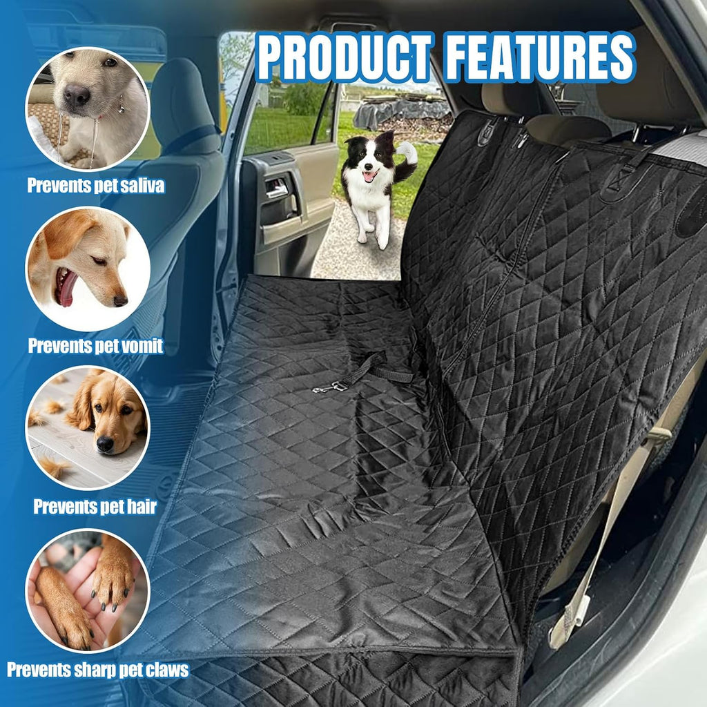 Dog Car Seat Cover for Backseat, Scratchproof & Waterproof Pet Bench Car Seat Covers, Auto Rear Seats Cover Fits Armrest & Seatbelt, Nonslip Backseat Protector for Cars Trucks SUVs