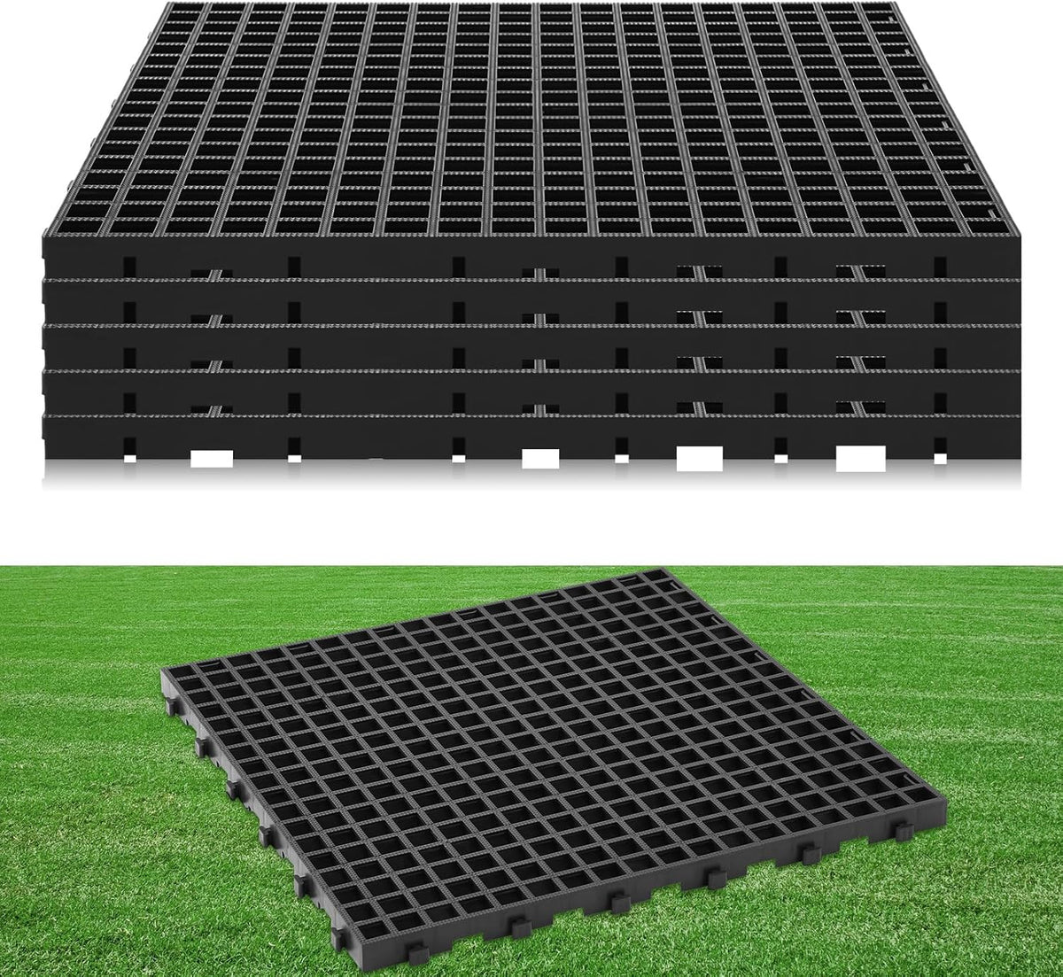 15 Pcs Ground Protection Mats, Interlocking Black 15.7 x 15.7 in