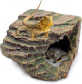 kathson Small Turtles Basking Platform,Resin Reptile Hideouts Cave Habitat Decor,Tortoise Hide Cave with Climbing Ramp Step,Bearded Dragons Hide Basking Rocks Accessories for Lizard,Gecko,Frog