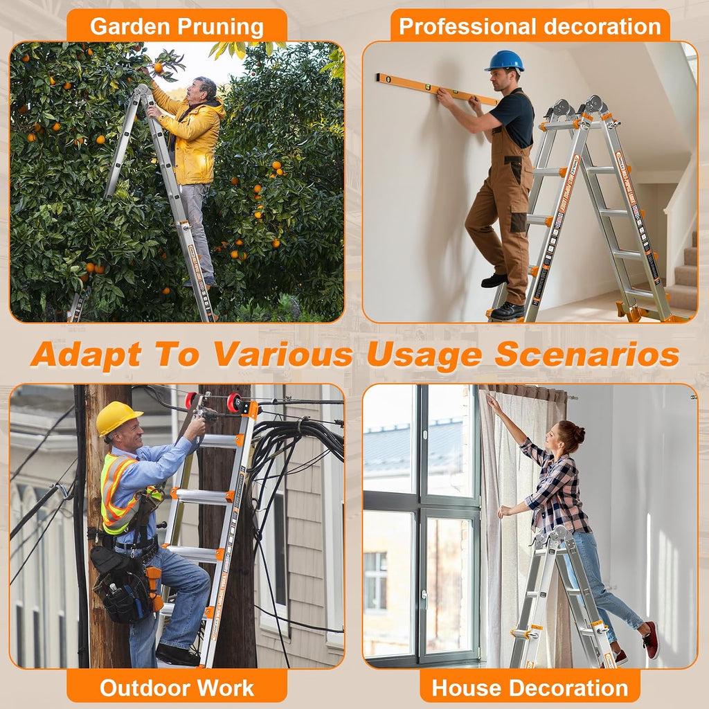 17FT Multi-Position Telescoping Ladder, A-Frame and Extension