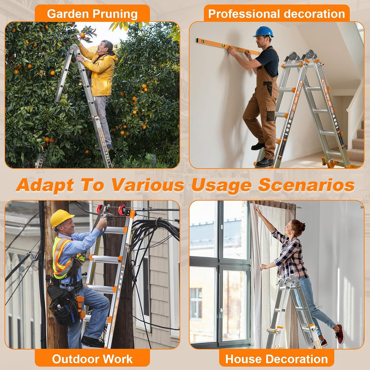 17FT Multi-Position Telescoping Ladder, A-Frame and Extension
