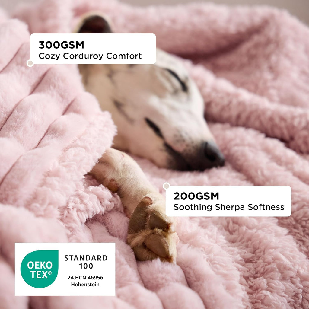 Bedsure ComfyFleece® Waterproof Blanket for Bed, Twin（60"x80"） Blush Pink