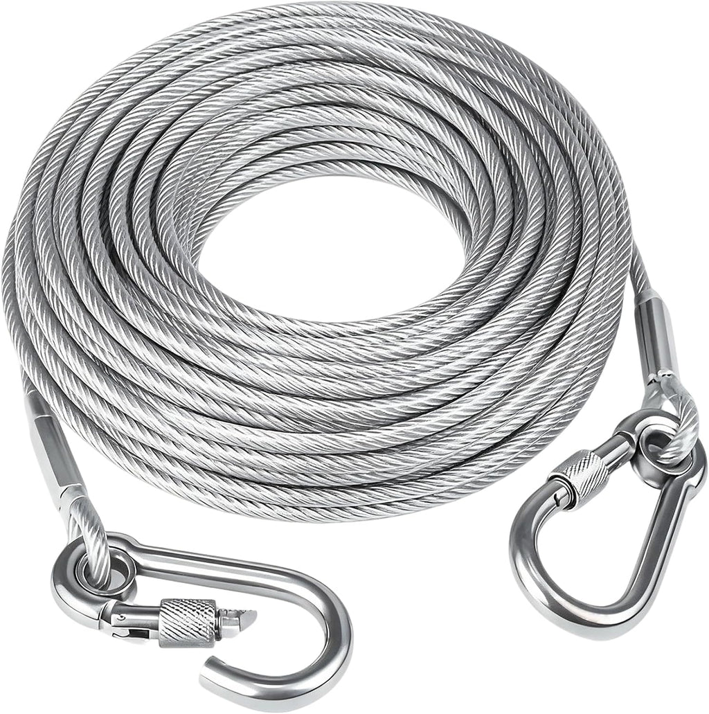 Steel Reflective Tie Out Cable, Wire Clothesline & Dog Leash(16.4FT)