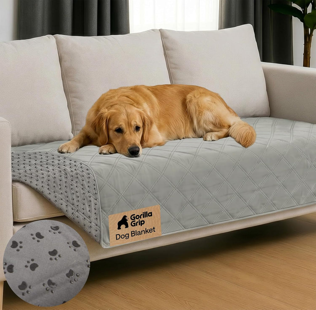 GORILLA GRIP® Waterproof Dog Blanket, Couch Cover for Dogs, 30x70 Gray
