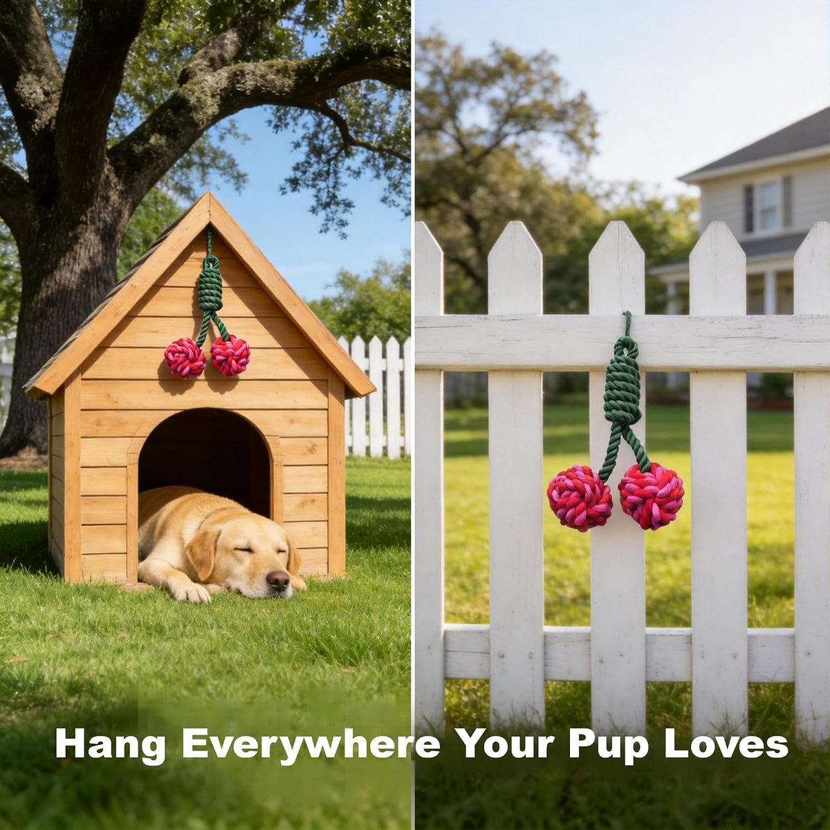 Dual-Cherry Bungee Tug of War Dog Toy Set for Aggressive Pullers